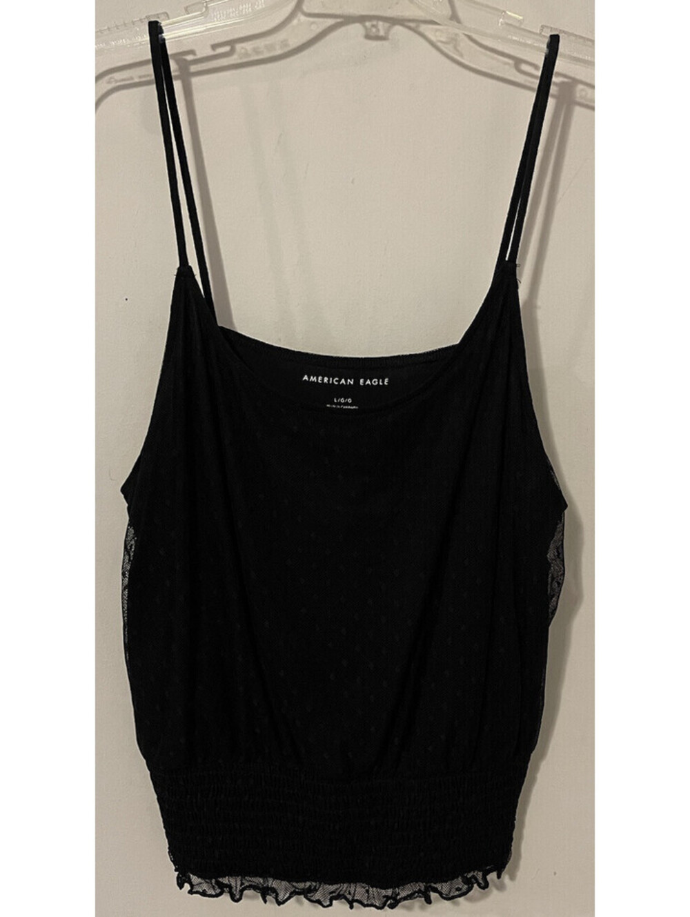 American Eagle Womens Large Black Sleeveless Layered Stretchy Blouse! A1451